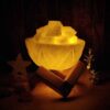 Lampe de sel persane en bol – morceaux de sel naturel & base en bois