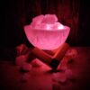 Lampe de sel persane en bol – morceaux de sel naturel & base en bois