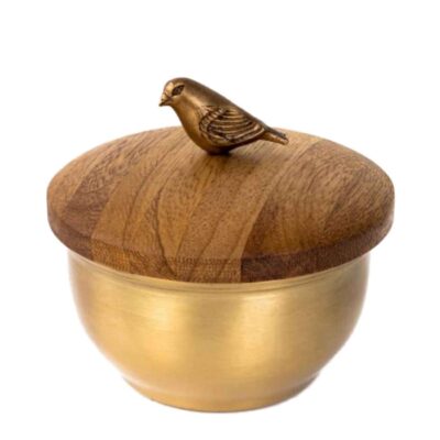 Bol à sucre en laiton avec couvercle design oiseau