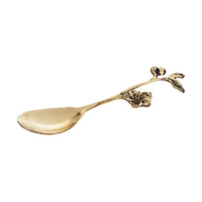 Cuillère de service à noix en laiton motif floral