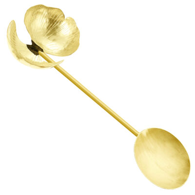 Cuillère de service à noix en laiton motif orchidées