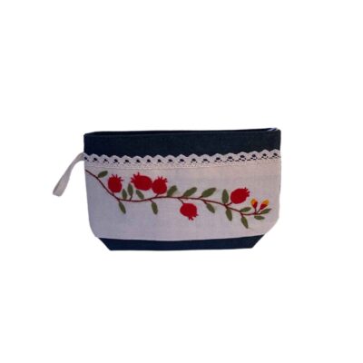 Trousse de maquillage persane brodée de Boukhara avec motif grenades