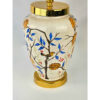 Lampe de table vase en céramique faite main – style oriental avec oiseaux et fleurs