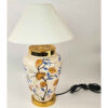 Lampe de table vase en céramique faite main – style oriental avec oiseaux et fleurs