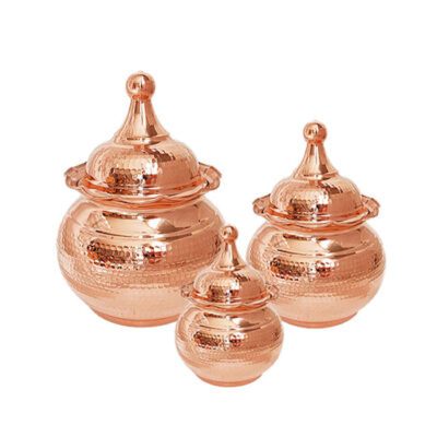 Bocal de stockage en cuivre fait main – Idéal pour l’organisation de cuisine – Set de 3