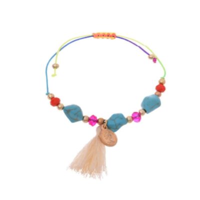 Bracelet Cheville en Coton pour Femmes avec Pierre Précieuse Modèle Fleur