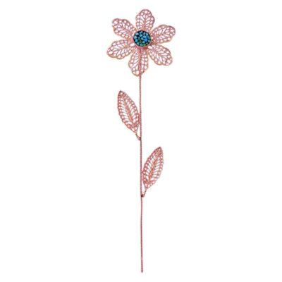 Fleur en Cuivre Décorative avec Incrustation de Turquoise – Design Artistique Floral pour Décoration de Maison