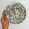 Plat décoratif en cuivre gravé persan - Design oiseaux et fleurs