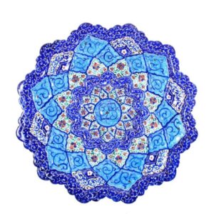 Plat décoratif en cuivre avec minakari persan peint à la main