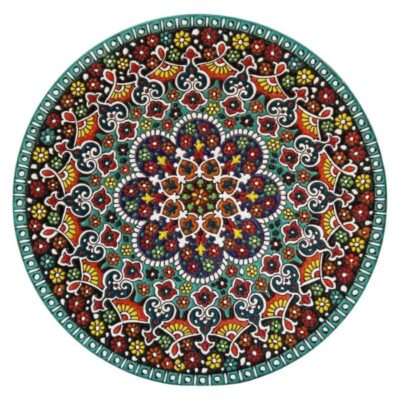 Assiette Décorative en Céramique avec Émail Persan Minakari Fait Main de Lalejin