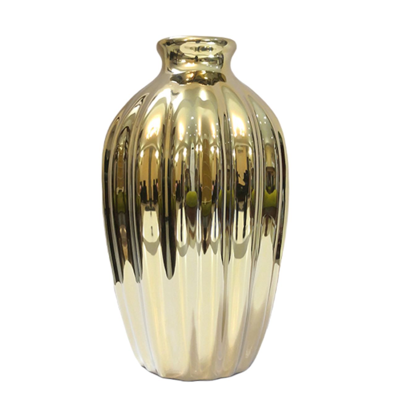 Vase décoratif en céramique avec corps doré pour décoration intérieure