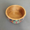 Bol décoratif en bois artistique avec imprimé floral persan