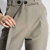 Pantalons Plissés Simples Ajustés avec Ceinture pour Femme