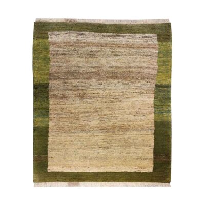 Tapis en laine Gabbeh persan authentique tissé à la main avec bordure crème
