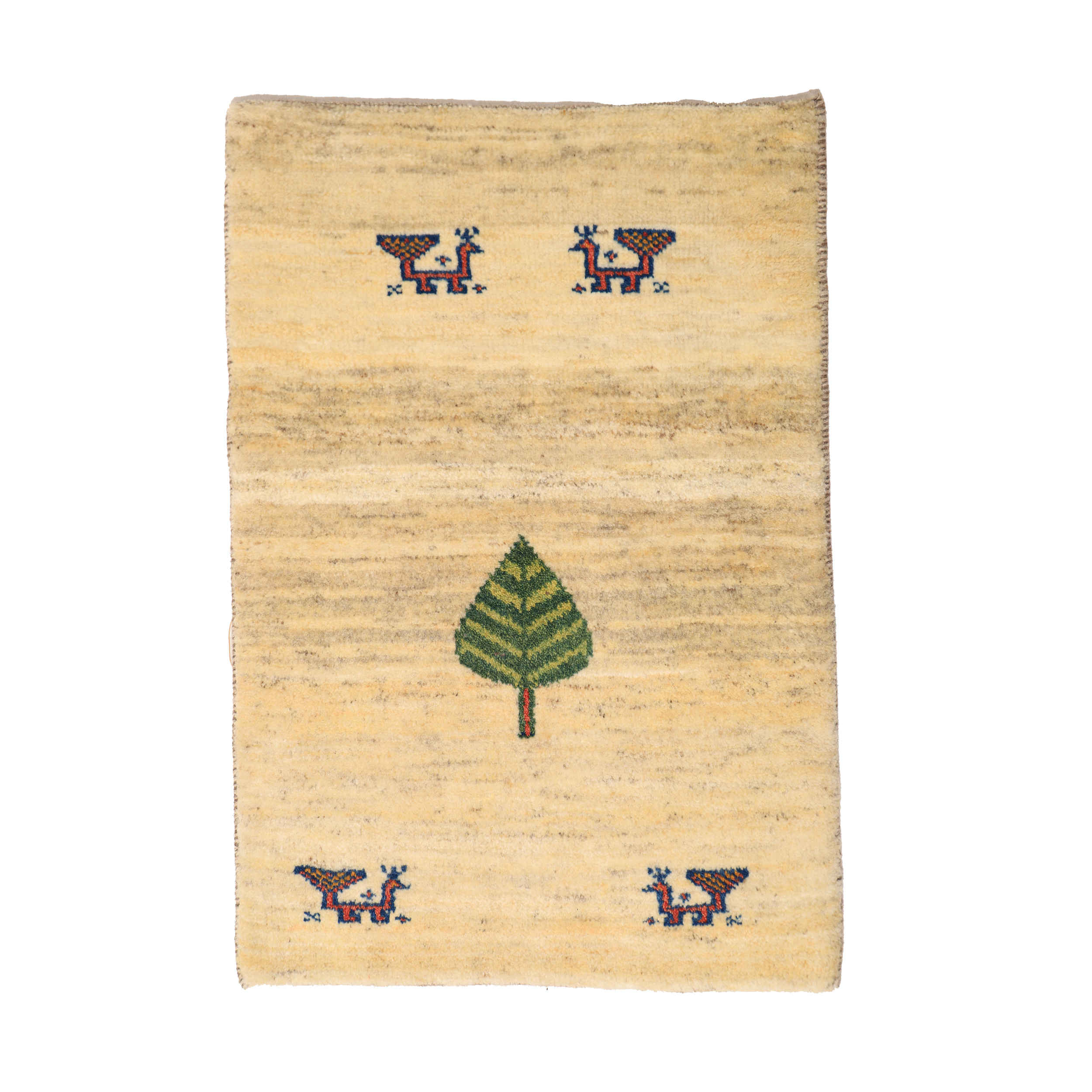 Tapis en laine Gabbeh persan tissé à la main en Fars crème