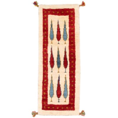 Tapis en laine Gabbeh persan runner tissé à la main en Fars motifs d’arbres