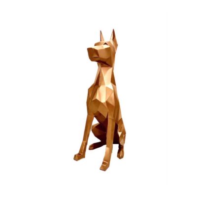 Figurine géométrique de Doberman cubisme – Sculpture artisanale unique