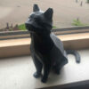 Figurine géométrique de chat noir assis cubisme - Sculpture moderne