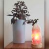 Lampe de sel persane lumineuse – faite main avec base en bois & design roche