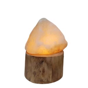 Lampe de sel persane lumineuse – faite main avec base en érable & design artistique