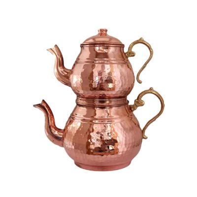 Théière Double en Cuivre Persan Martelée et Durable