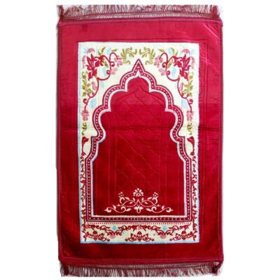 Tapis de prière islamique Sajadah Janamaz rembourré avec mihrab floral traditionnel