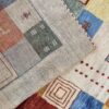 Tapis en laine Gabbeh persan authentique tissé à la main Kashkuli géométrique bordé