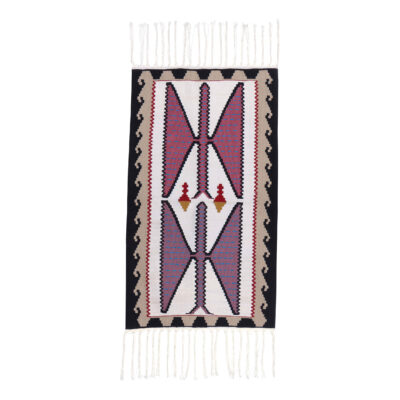 Tapis en coton Kilim persan tissé à la main à Téhéran avec motifs géométriques
