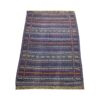 Tapis en laine Kilim persan tissé à la main avec rayures bleues
