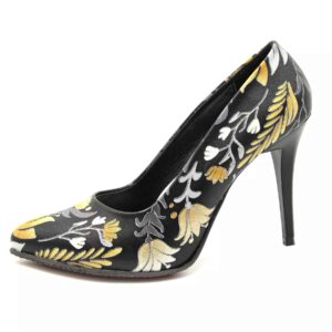 Chaussures à Talons Hauts en Cuir pour Femmes Modèle Fleurs d’Hiver