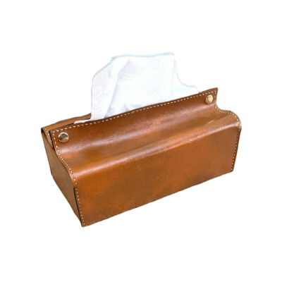 Couvercle de boîte à mouchoirs en cuir – Marron clair