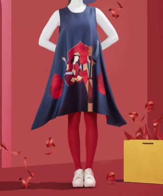 Robe ample bleu marine pour femmes modèle Snow White