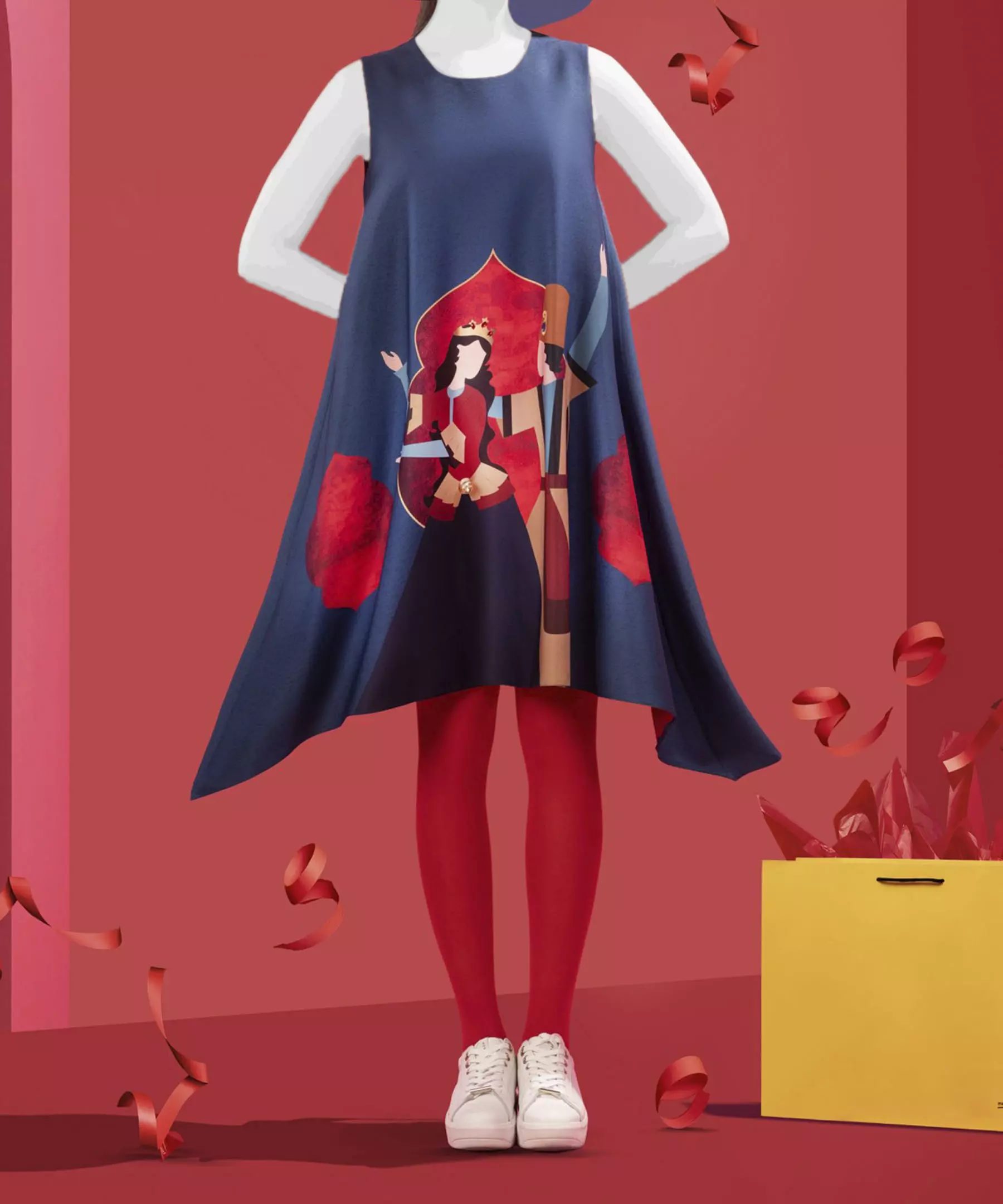 Robe ample bleu marine pour femmes modèle Snow White