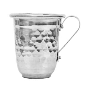 Tasse persane en cuivre – Fabriquée à la main avec anse pour boissons froides – Martelée Couleur Argent