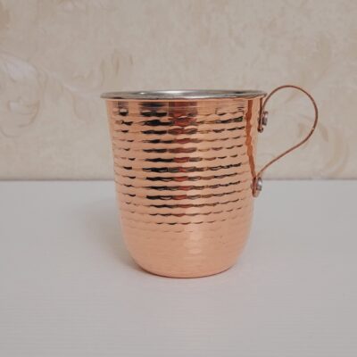Tasse persane en cuivre – Fabriquée à la main avec anse pour boissons froides – Martelée Traditionnelle