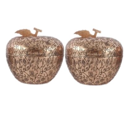 Sucrier persan artisanal en cuivre gravé Design Pomme (×2)