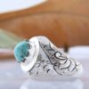 Bague en Argent Persan Faite Main pour Homme avec Turquoise de Neyshabur