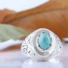 Bague en Argent Persan Faite Main pour Homme avec Turquoise de Neyshabur