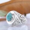 Bague en Argent Persan Faite Main pour Homme avec Turquoise de Neyshabur
