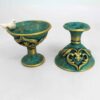 Bougeoir en poterie persane fait main avec design d’oiseau
