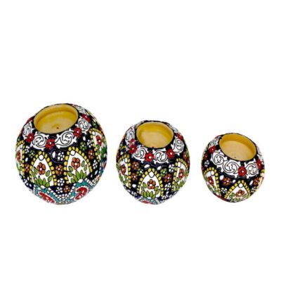 Bougeoir en poterie persane fait main avec design artistique minakari