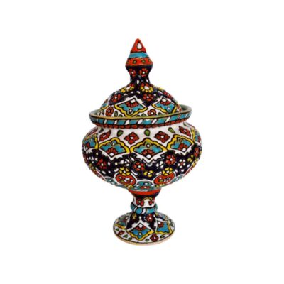 Sucrier en Poterie Persane Fait Main avec Couvercle – Minakari Émaillé