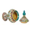 Sucrier en Poterie Persane Fait Main avec Couvercle - Minakari Émaillé avec Motif Floral