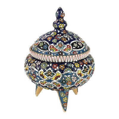 Sucrier en Poterie Persane Fait Main avec Couvercle – Minakari Émaillé
