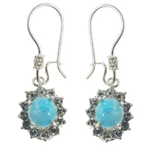 Boucles d’oreilles en argent persan avec Pierre de Turquoise Neyshabur