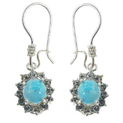 Boucles d’oreilles en argent persan avec Pierre de Turquoise Neyshabur