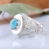 Bague en Argent Persan Faite Main II avec Turquoise de Neyshabur