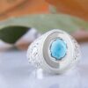 Bague en Argent Persan Faite Main II avec Turquoise de Neyshabur