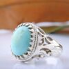 Bague en Argent Persan Faite Main AM_4571 avec Turquoise de Neyshabur