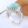 Bague en Argent Persan Faite Main AM_4571 avec Turquoise de Neyshabur